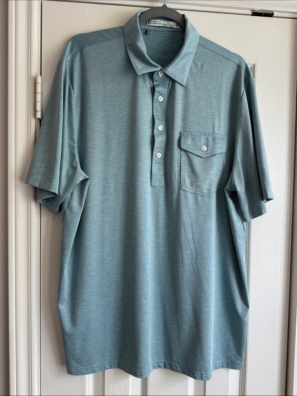 Criquet Men's Polo in Dusty Teal Blue with Chest Pocket